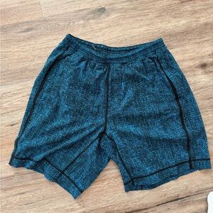 lululemon Pace Breaker Lined Shorts blue and black textured pattern